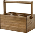 Acacia Wood Cutlery Caddy with Handle - main view