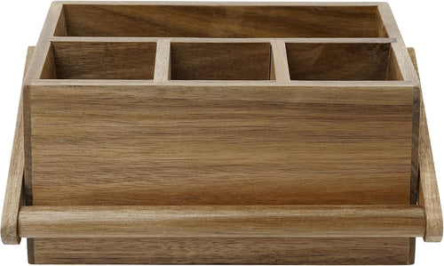 Acacia Wood Cutlery Caddy with Handle - view 2