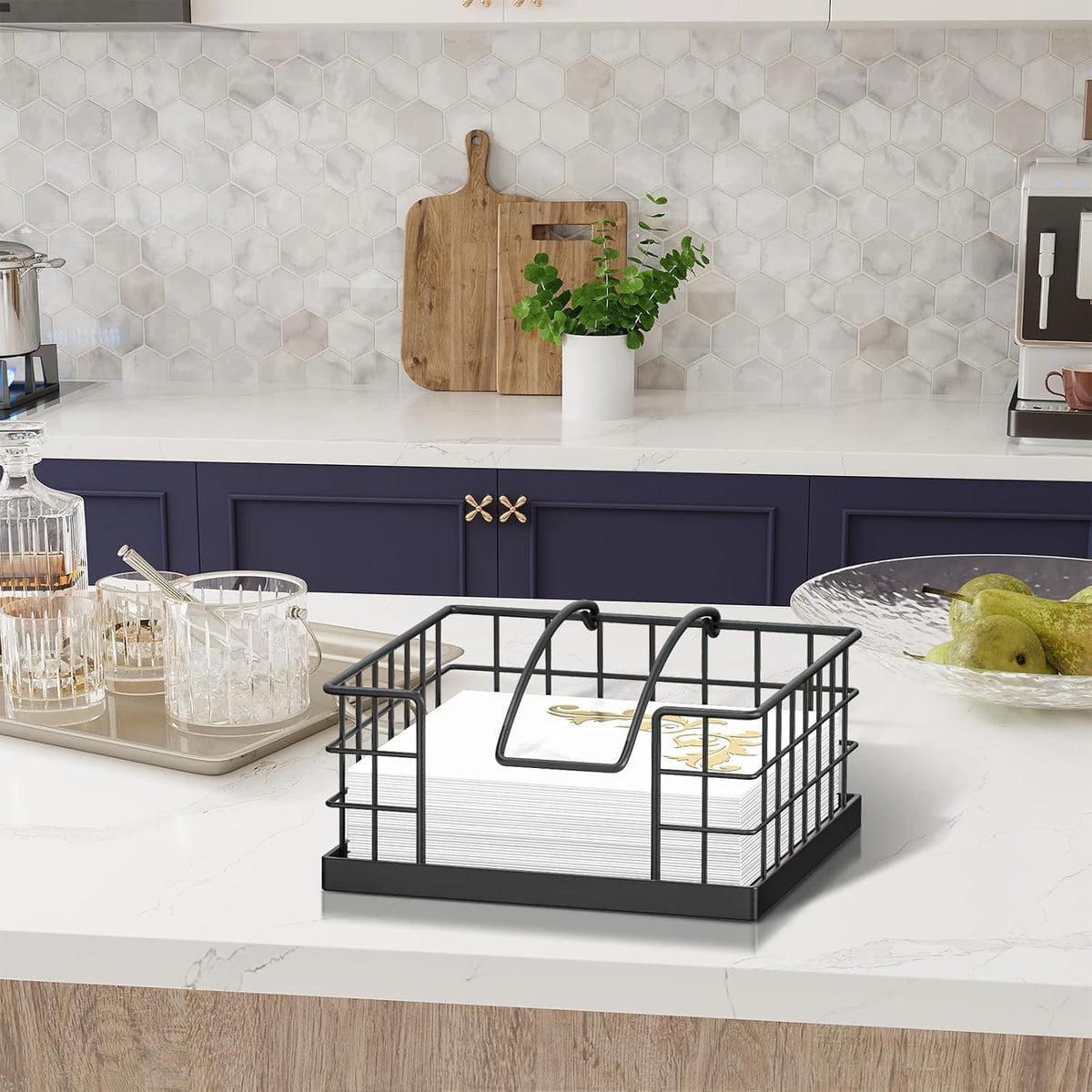 Metal Napkin Holder with Weighted Arm - view 2
