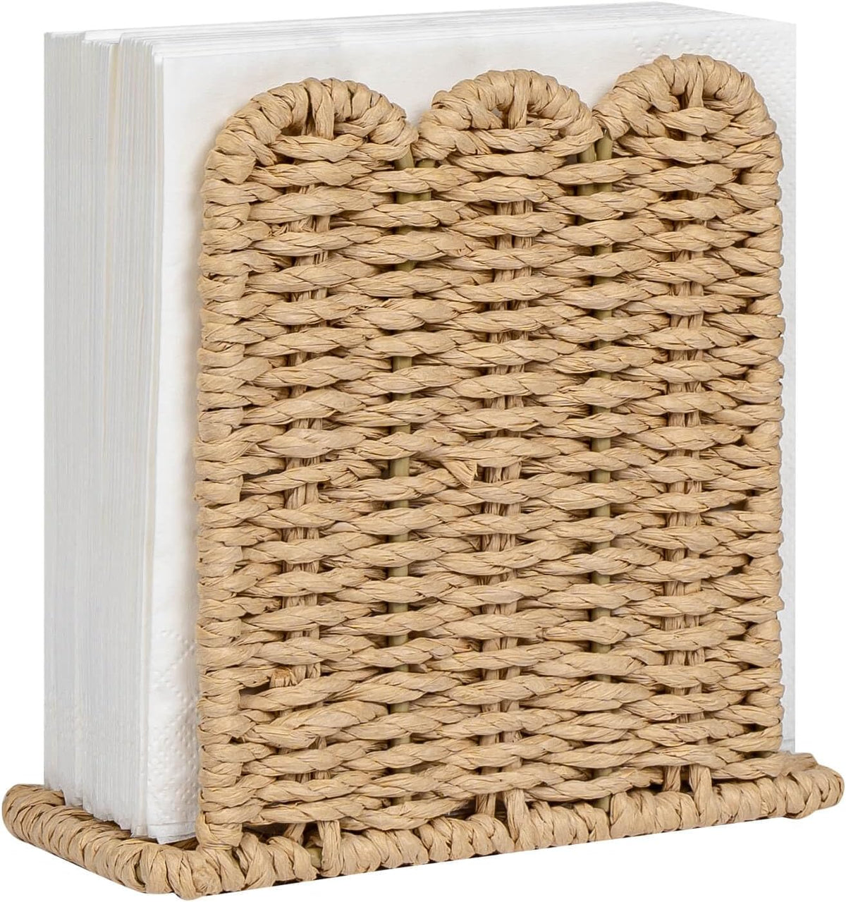 Beige Scalloped Paper-Rope Napkin Holder - main view