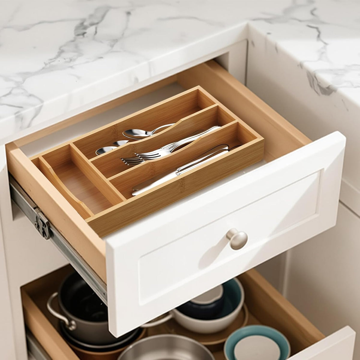 Small Bamboo Cutlery Drawer Tray - view 2