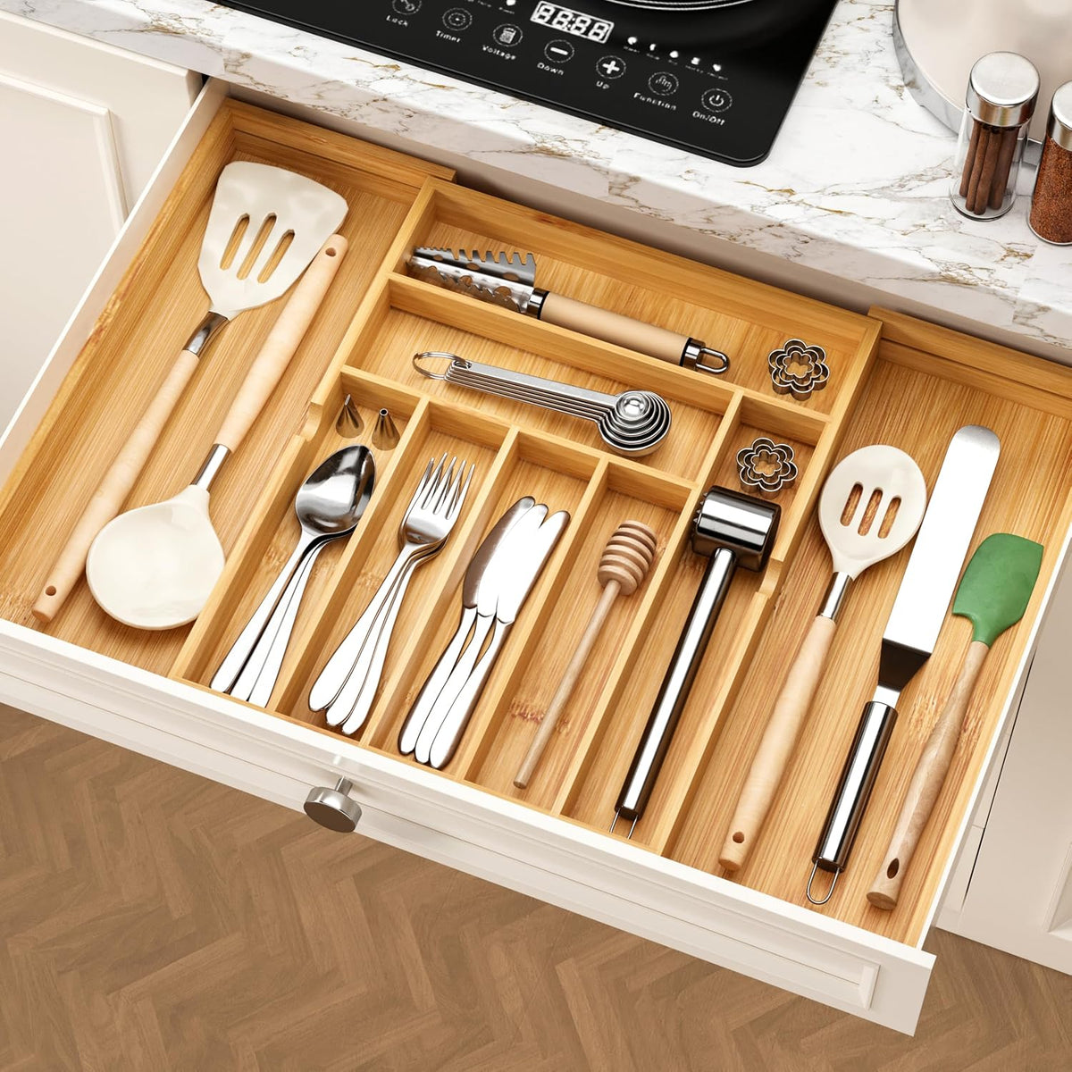 Expandable Bamboo Cutlery Drawer Tray - view 2