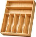 Seven-Compartment Bamboo Cutlery Drawer Tray - main view