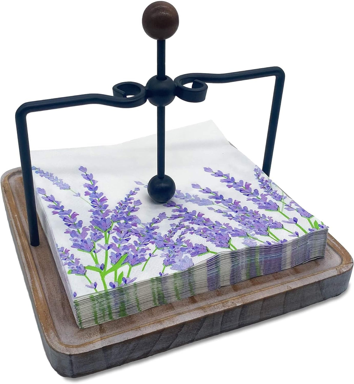 Wooden Table Napkin Holder with Weighted Arm - main view