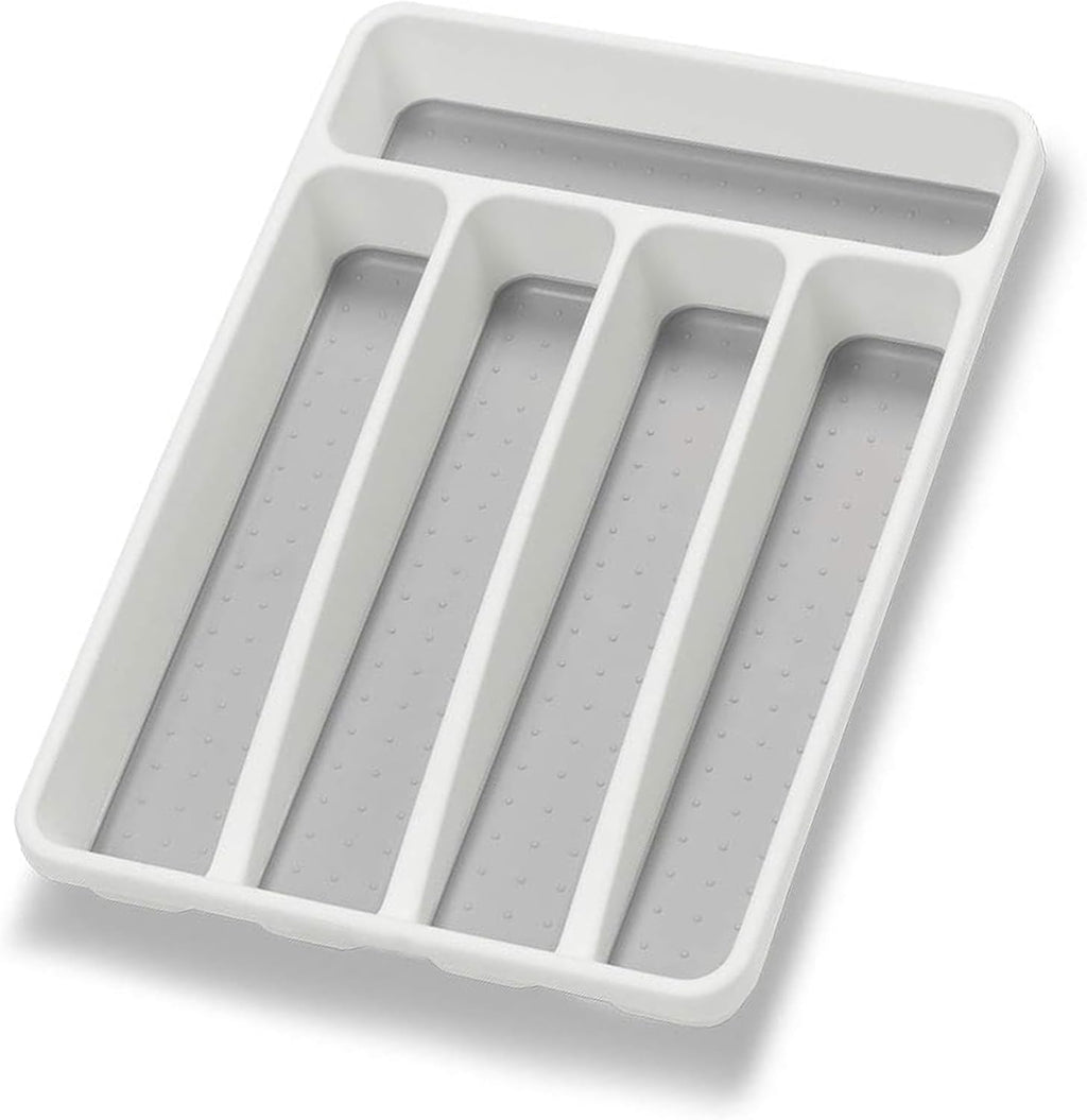 White Five-Compartment Cutlery Drawer Tray - main view