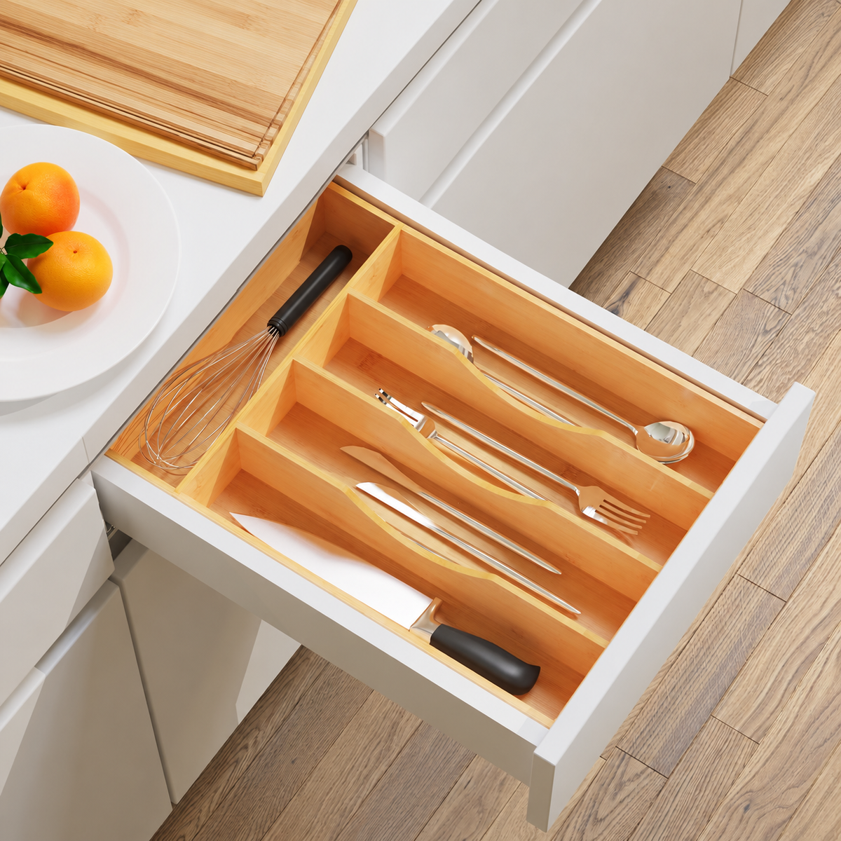 Narrow Five-Compartment Cutlery Drawer Tray - view 2