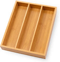 Three-Compartment Bamboo Cutlery Drawer Tray - main view