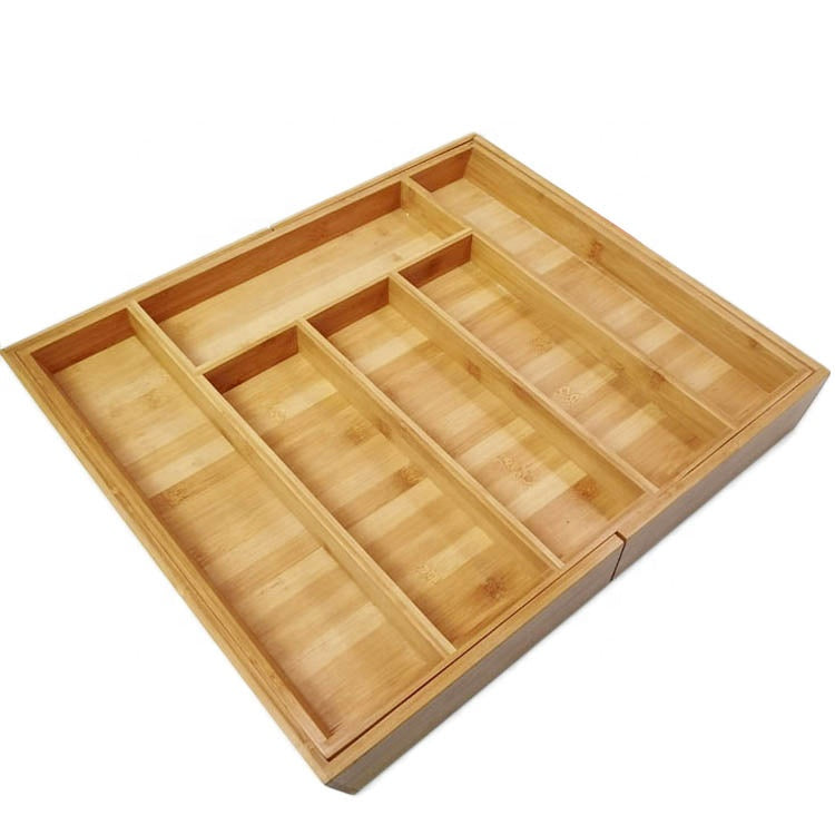 Expandable Bamboo Cutlery Drawer Tray - main view